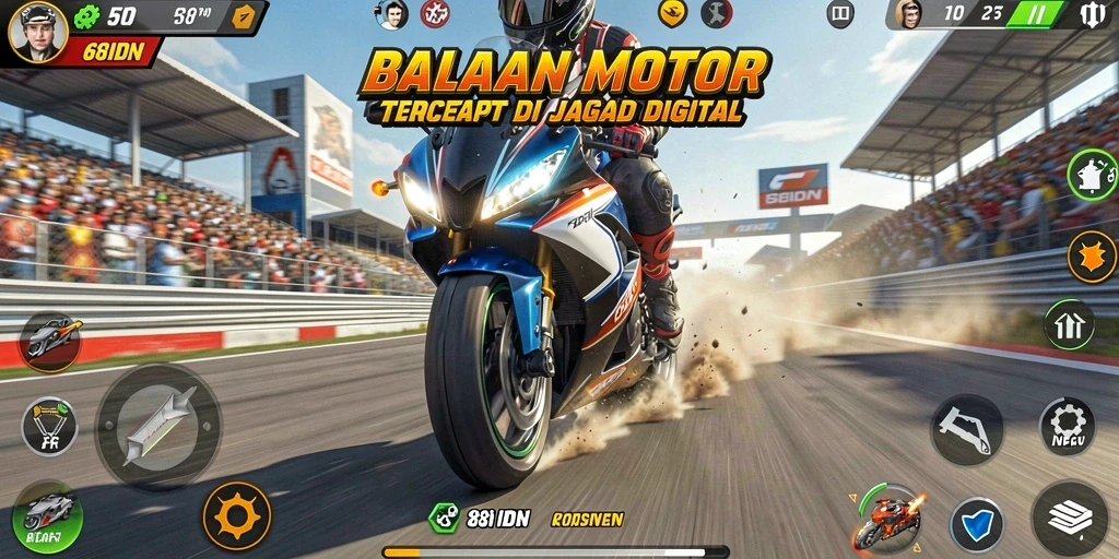 Tampilan permainan balapan motor yang mendebarkan dan realistis.
