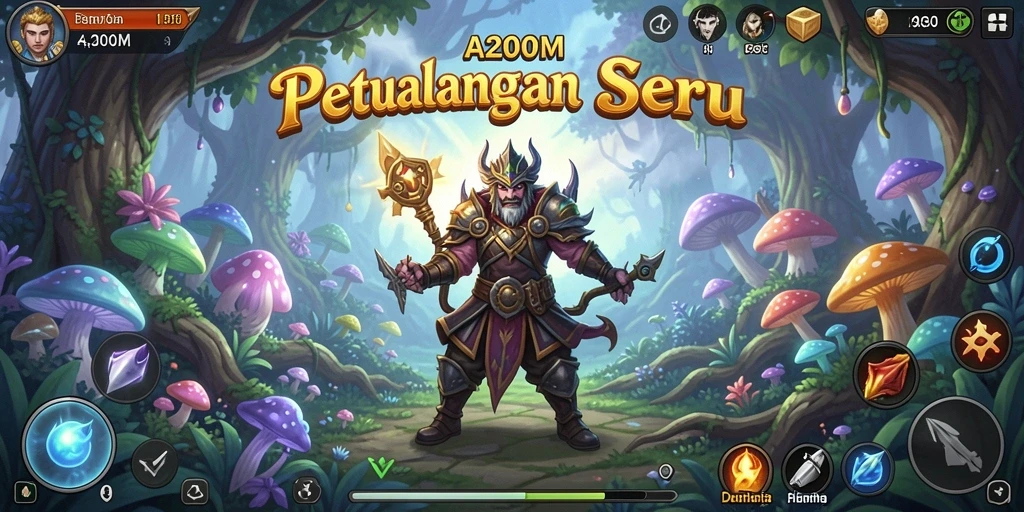 Screenshot A200M menampilkan gameplay petualangan yang menantang dan menarik.