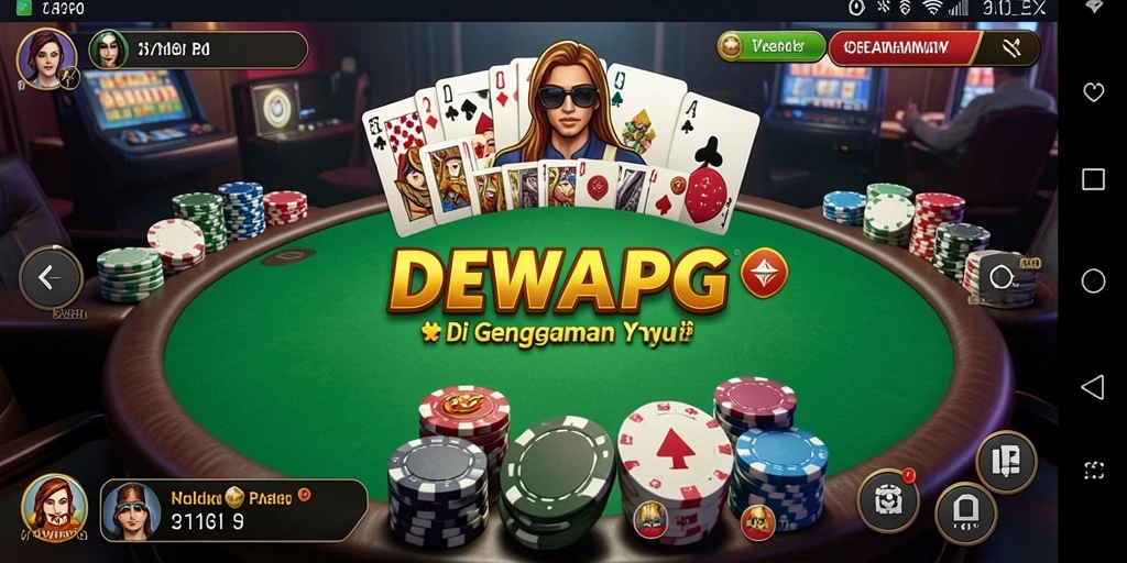 Screenshot gameplay DEWAPG menampilkan suasana bermain poker yang seru.