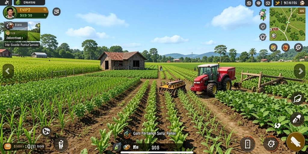 Tampilan menawan gameplay pertanian di EVIP2 yang penuh warna.
