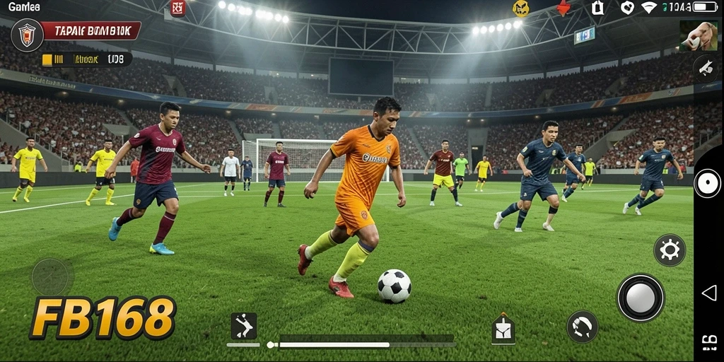 Tampilan gameplay FB168 yang menarik dengan aksi sepak bola seru.