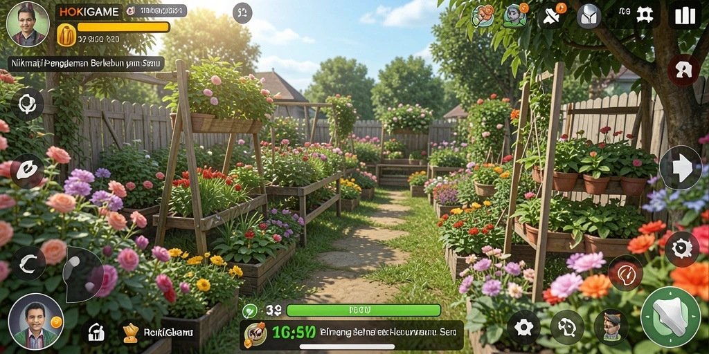 Tampilan gameplay HOKIGAME dengan lahan pertanian yang hijau dan subur.