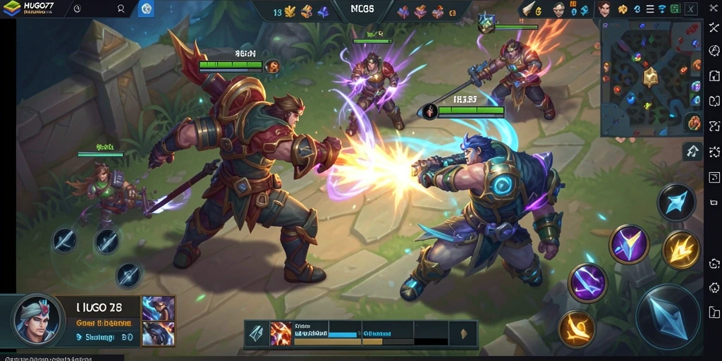 Gameplay seru dan strategis di HUGO77 yang menampilkan pertarungan epik.