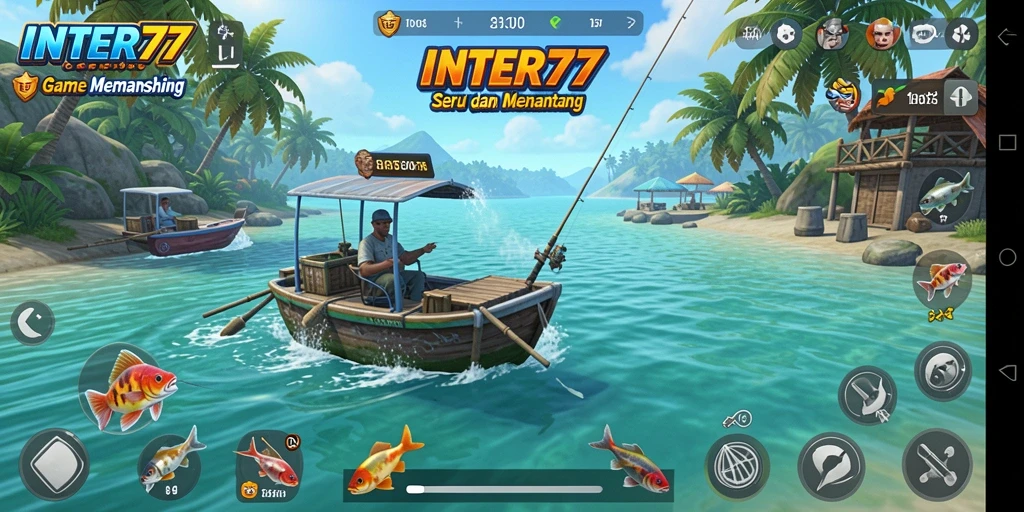 Tampilan gameplay INTER77 dengan suasana memancing yang menenangkan.