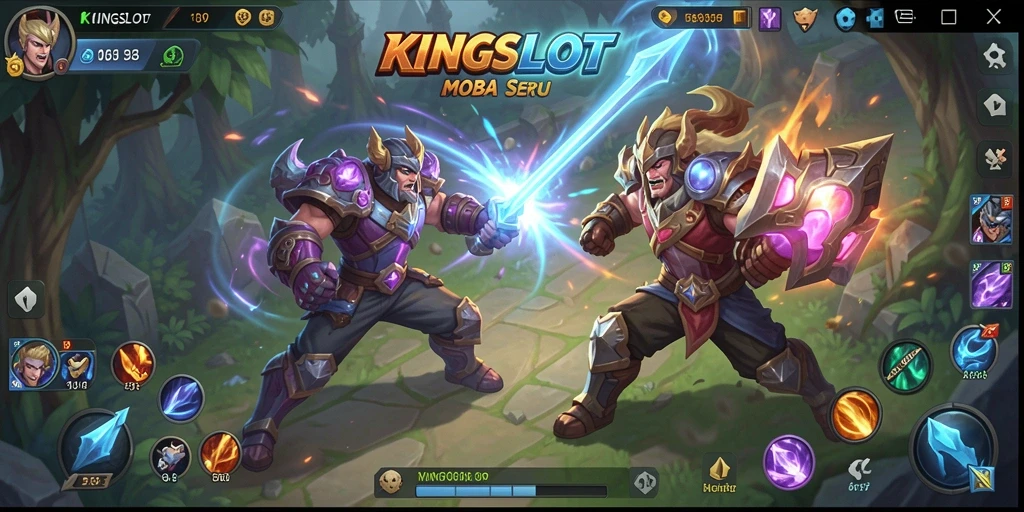 Gameplay seru KINGSLOT dengan karakter MOBA yang unik.