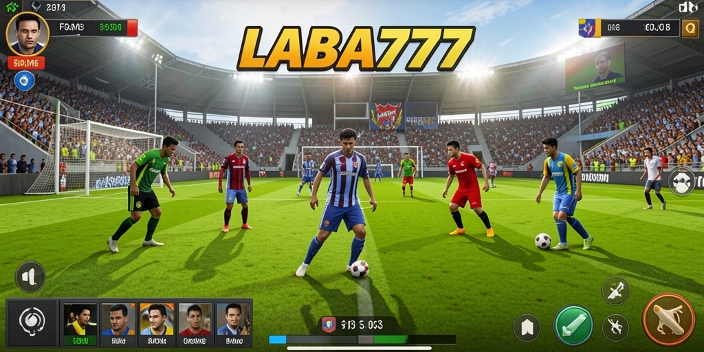 Tangkapan layar menunjukkan aksi seru di lapangan Football LABA777.