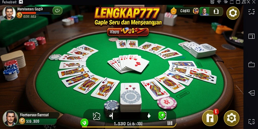 Tampilan gameplay seru LENGKAP777 dalam permainan Gaple.