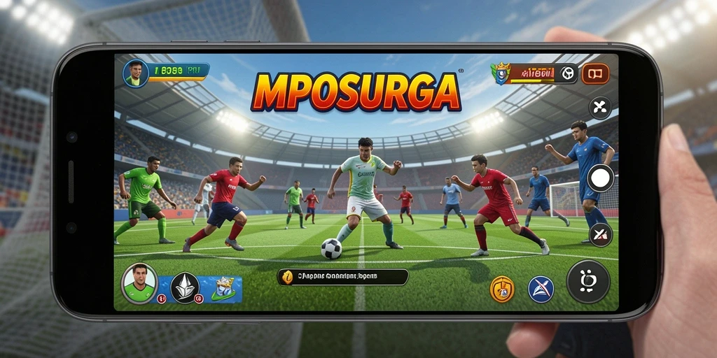 Tampilan gameplay MPOSURGA dengan aksi olahraga seru.