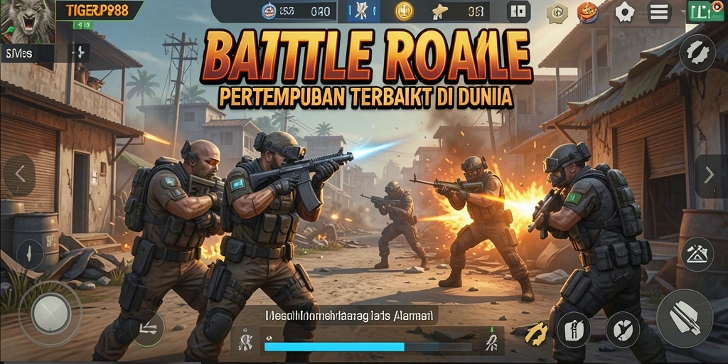 Tampilan aksi seru dalam TIGERJP88 saat pemain bertempur di arena Battle Royale.